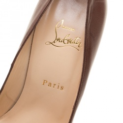 مملوكة مسبقًا Christian Louboutin Brown Leather Bianca Platform Pumps Size 38.5
