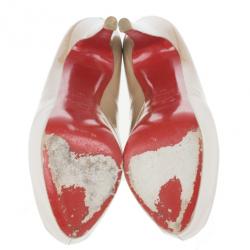 Pre Owned Christian Louboutin Nude Patent Highness Platform Pumps Size 38