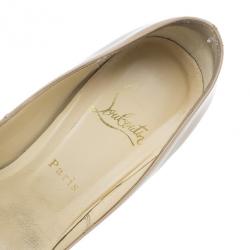 Pre Owned Christian Louboutin Nude Patent Highness Platform Pumps Size 38