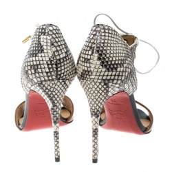 Pre Owned Christian Louboutin Two Tone Python Leather Mayerling Lace-Up Sandals Size 35