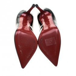 مملوكة مسبقًا حذاء كعب عالي كريستيان لوبوتان سو كيت جلد أسود لامع مقاس 36