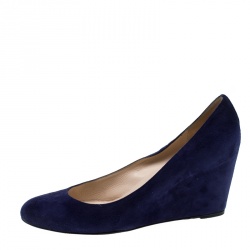 Christian Louboutin Blue Suede Melisa Wedge Pumps Size 41