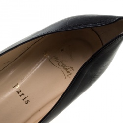 Pre Owned Christian Louboutin Black Leather Miss Boxe Wedge Pumps Size 41