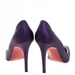 مملوكة مسبقًا Christian Louboutin Purple/Grey Satin Pointed Toe Pumps Size 39