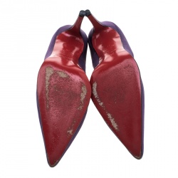 مملوكة مسبقًا Christian Louboutin Purple/Grey Satin Pointed Toe Pumps Size 39