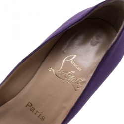 مملوكة مسبقًا Christian Louboutin Purple/Grey Satin Pointed Toe Pumps Size 39
