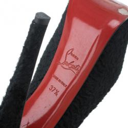 Pre Owned Christian Louboutin Black Pony Hair Highness Platform Pumps Size 37.5