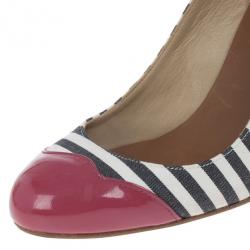 مملوكة مسبقًا Christian Louboutin Striped Chus Cap Toe Espadrille Slingback Wedges Size 36