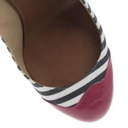مملوكة مسبقًا Christian Louboutin Striped Chus Cap Toe Espadrille Slingback Wedges Size 36