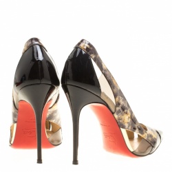 Pre Owned Christian Louboutin Black Leather and PVC Galata Pumps Size 37