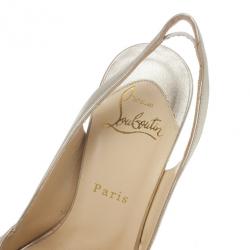 Pre Owned Christian Louboutin Metallic Leather Miss Benin Knotted Platform Slingback Sandals Size 37