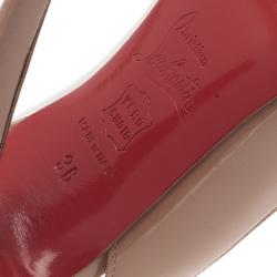 Pre Owned Christian Louboutin Beige Patent O My Slingback Sandals Size 36