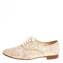 Christian Louboutin Multicolor Glitter Fred Lace Up Oxfords Size 37.5 