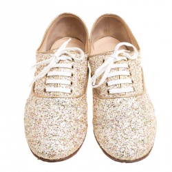 Christian Louboutin Multicolor Glitter Fred Lace Up Oxfords Size 37.5 