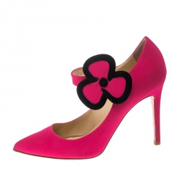 مملوكة مسبقًا Christian Louboutin Pink Satin Pensee Mary Jane Pumps Size 39