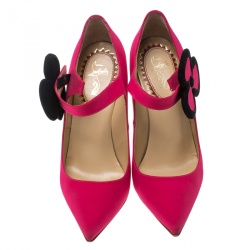 مملوكة مسبقًا Christian Louboutin Pink Satin Pensee Mary Jane Pumps Size 39