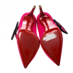 مملوكة مسبقًا Christian Louboutin Pink Satin Pensee Mary Jane Pumps Size 39