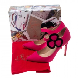 مملوكة مسبقًا Christian Louboutin Pink Satin Pensee Mary Jane Pumps Size 39