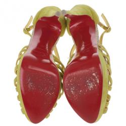 مملوكة مسبقًا Christian Louboutin Green Suede 8 Mignons Platform Sandals Size 37