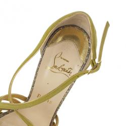مملوكة مسبقًا Christian Louboutin Green Suede 8 Mignons Platform Sandals Size 37