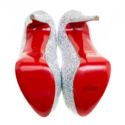 Pre Owned Christian Louboutin Crystal Embellished Lady Peep Toe Aurora Boreale Platform Pumps Size 38