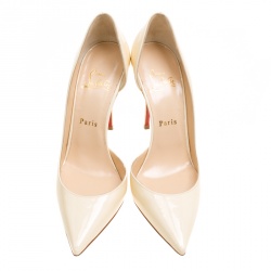 مملوكة مسبقًا حذاء كعب عالي كريستيان لوبوتان أيريزا دورسي جلد أسود لامع مقدمة مدببة مقاس 39.5