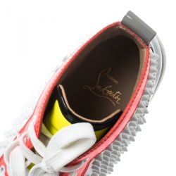 Pre Owned Christian Louboutin Multicolor Leather Louis Spikes Lace Up High Top Sneakers Size 38