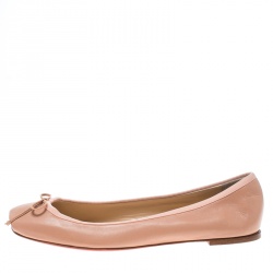 Pre Owned Christian Louboutin Beige Leather Rosella Square Toe Ballet Flats Size 41