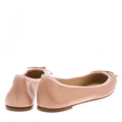 Pre Owned Christian Louboutin Beige Leather Rosella Square Toe Ballet Flats Size 41