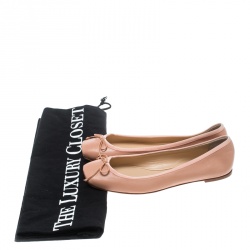 Pre Owned Christian Louboutin Beige Leather Rosella Square Toe Ballet Flats Size 41