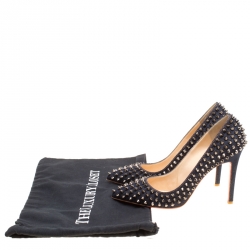 Pre Owned Christian Louboutin Blue Denim Pigalle Follies Spikes Pumps Size 37.5