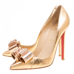 Pre Owned حذاء كريستيان لوبوتان ديكوليت بيجال معدن ذهبي مقاس 38.5