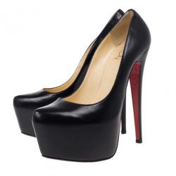 Pre Owned Christian Louboutin Black Leather Daffodile Platform Pumps Size 38