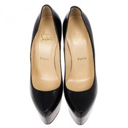 Pre Owned Christian Louboutin Black Leather Daffodile Platform Pumps Size 38