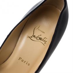 Pre Owned Christian Louboutin Black Leather Daffodile Platform Pumps Size 38