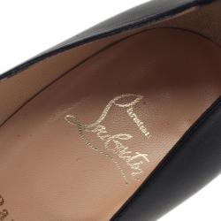 Pre Owned Christian Louboutin Black Leather Grapi Block Heel Pumps Size 38