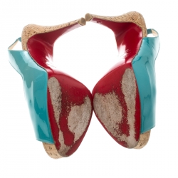 مملوكة مسبقًا صندل كريستيان لوبوتان سو برايفت جلد أحمر نعل فينيل بحزام للكاحل مقاس 37.5