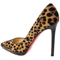 Pre Owned Christian Louboutin Leopard Pony Hair Pigalle Plato Pumps Size 40