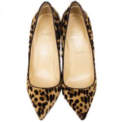 Pre Owned Christian Louboutin Leopard Pony Hair Pigalle Plato Pumps Size 40