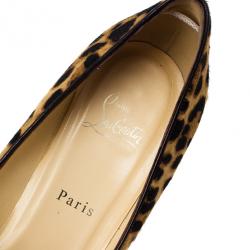 Pre Owned Christian Louboutin Leopard Pony Hair Pigalle Plato Pumps Size 40