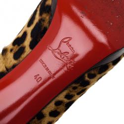 Pre Owned Christian Louboutin Leopard Pony Hair Pigalle Plato Pumps Size 40