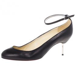 Pre Owned Christian Louboutin Black Ika Ankle Strap Pumps 39