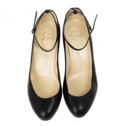 Pre Owned Christian Louboutin Black Ika Ankle Strap Pumps 39