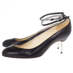 Pre Owned Christian Louboutin Black Ika Ankle Strap Pumps 39