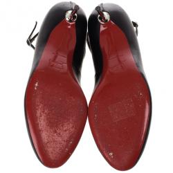 Pre Owned Christian Louboutin Black Ika Ankle Strap Pumps 39