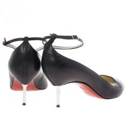 Pre Owned Christian Louboutin Black Ika Ankle Strap Pumps 39