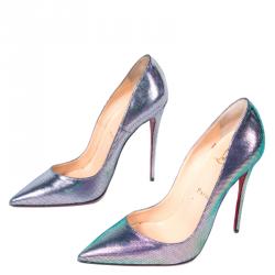 Pre Owned Christian Louboutin Scarabe Leather & Mesh So Kate Pumps Size 37