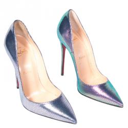Pre Owned Christian Louboutin Scarabe Leather & Mesh So Kate Pumps Size 37