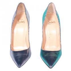 Pre Owned Christian Louboutin Scarabe Leather & Mesh So Kate Pumps Size 37