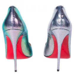 Pre Owned Christian Louboutin Scarabe Leather & Mesh So Kate Pumps Size 37